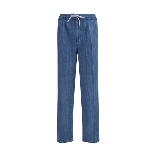 Brunello Cucinelli Blue Cotton Casual Pants for Men