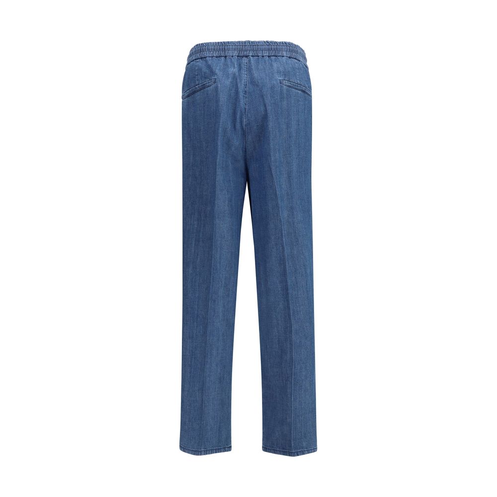 Brunello Cucinelli Blue Cotton Casual Pants for Men