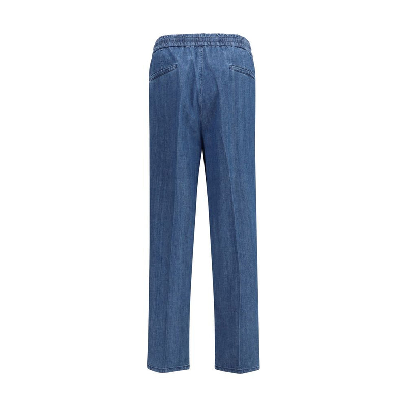 Brunello Cucinelli Blue Cotton Casual Pants for Men