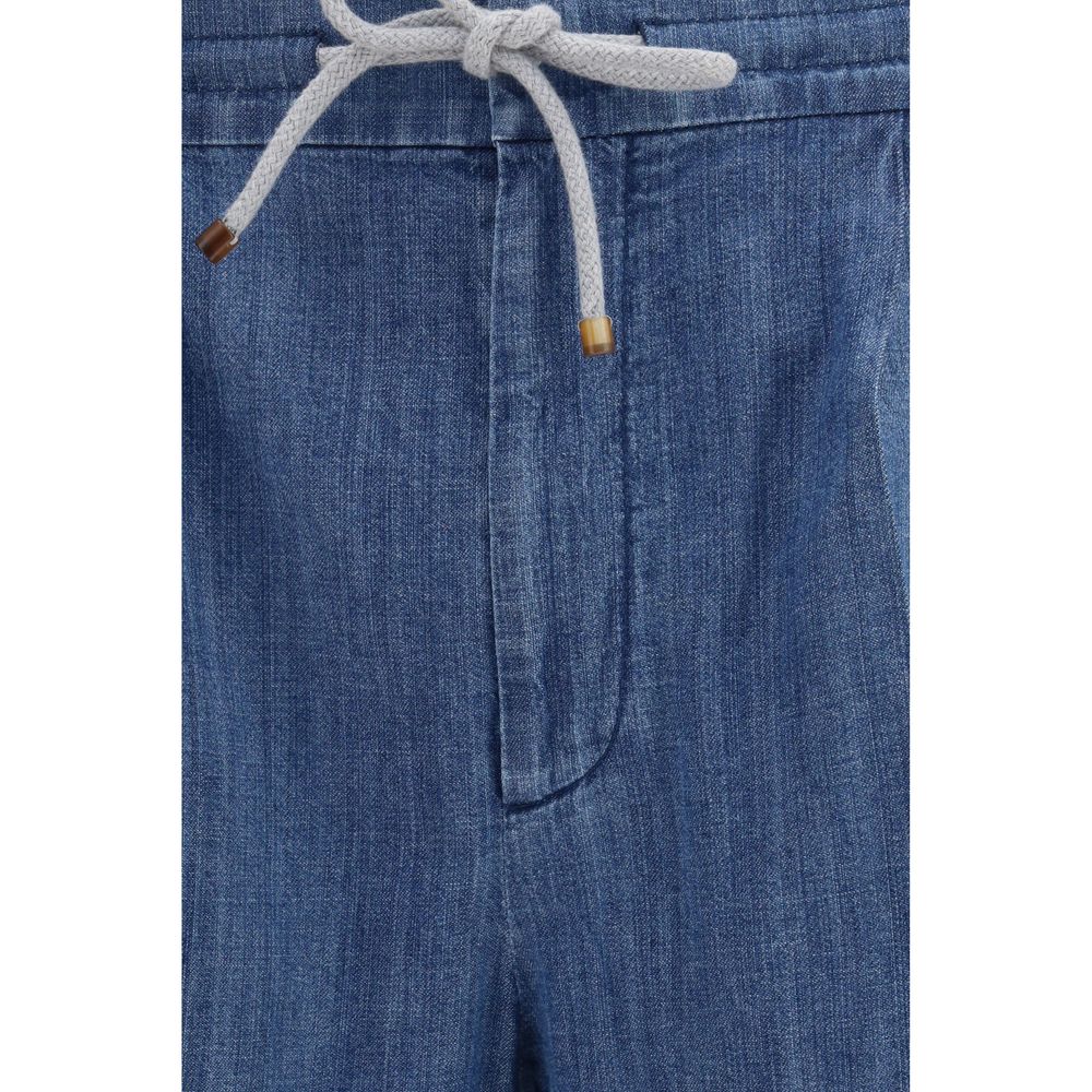 Brunello Cucinelli Blue Cotton Casual Pants for Men
