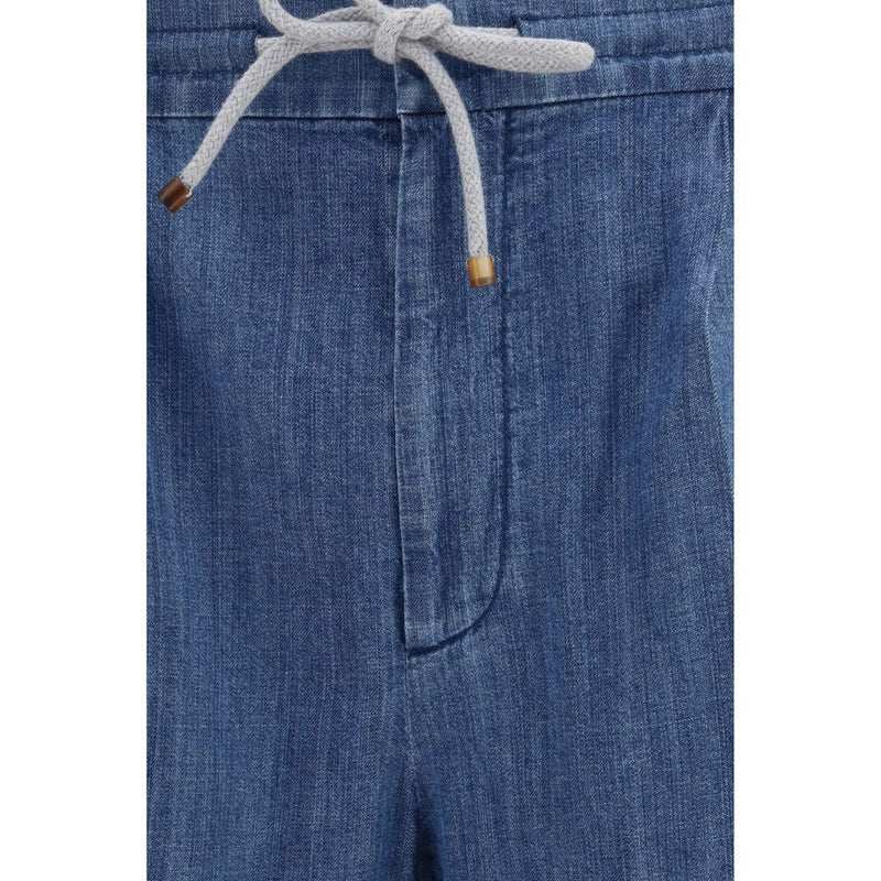 Brunello Cucinelli Blue Cotton Casual Pants for Men