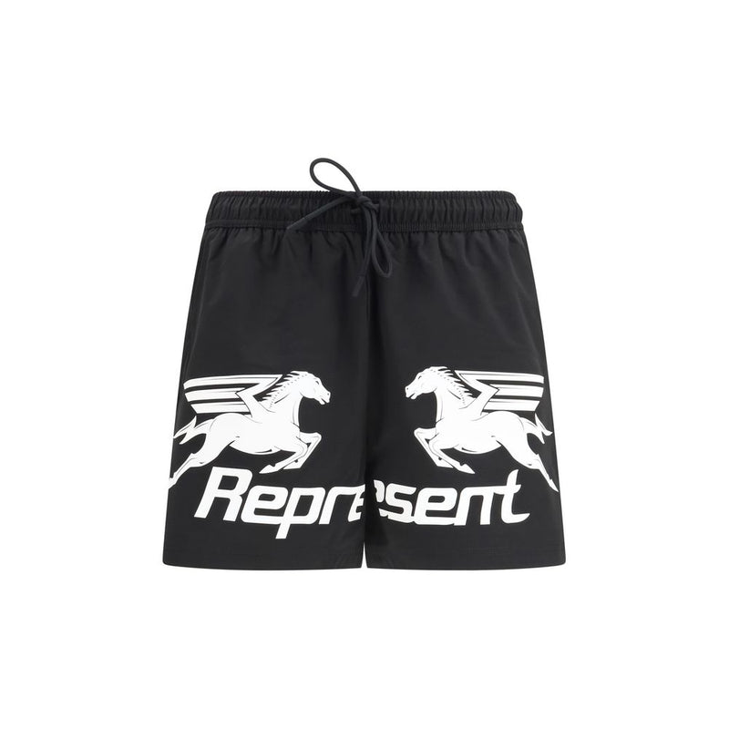 Represent Nothing Faster Black Polyester Swim Shorts