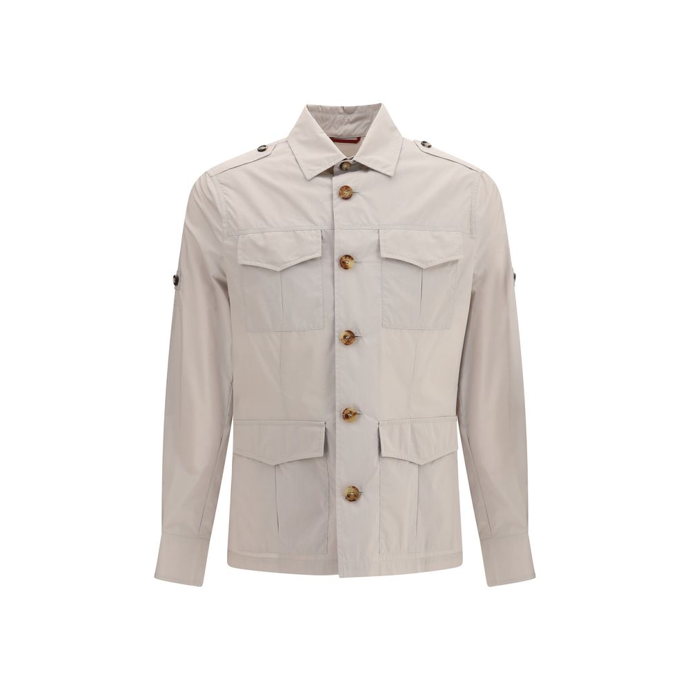 Brunello Cucinelli Beige Cotton Waterproof Jacket for Men