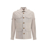 Brunello Cucinelli Beige Cotton Waterproof Jacket for Men