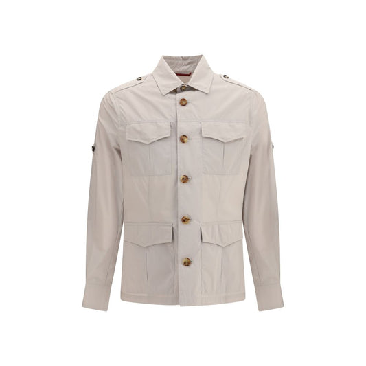 Brunello Cucinelli Beige Cotton Waterproof Jacket for Men