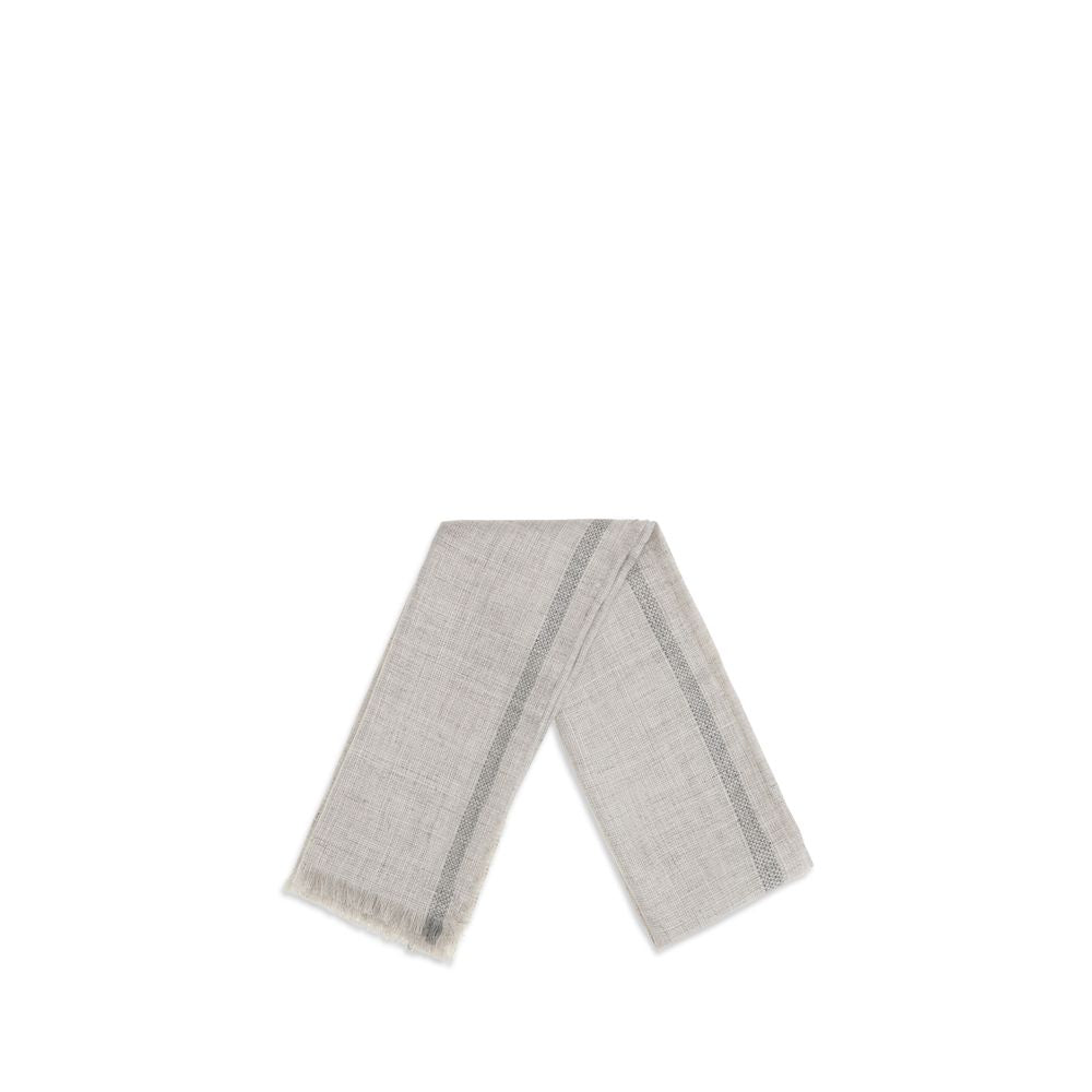 Brunello Cucinelli Gray Linen Scarf for Men