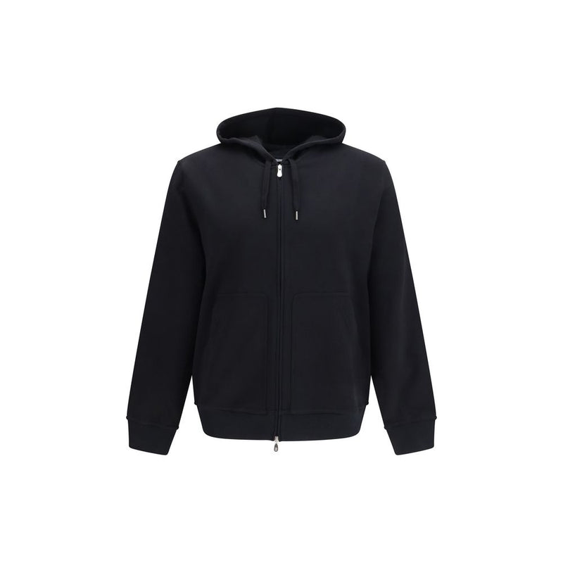 Brunello Cucinelli Black Cotton Zip-Up Hoodie