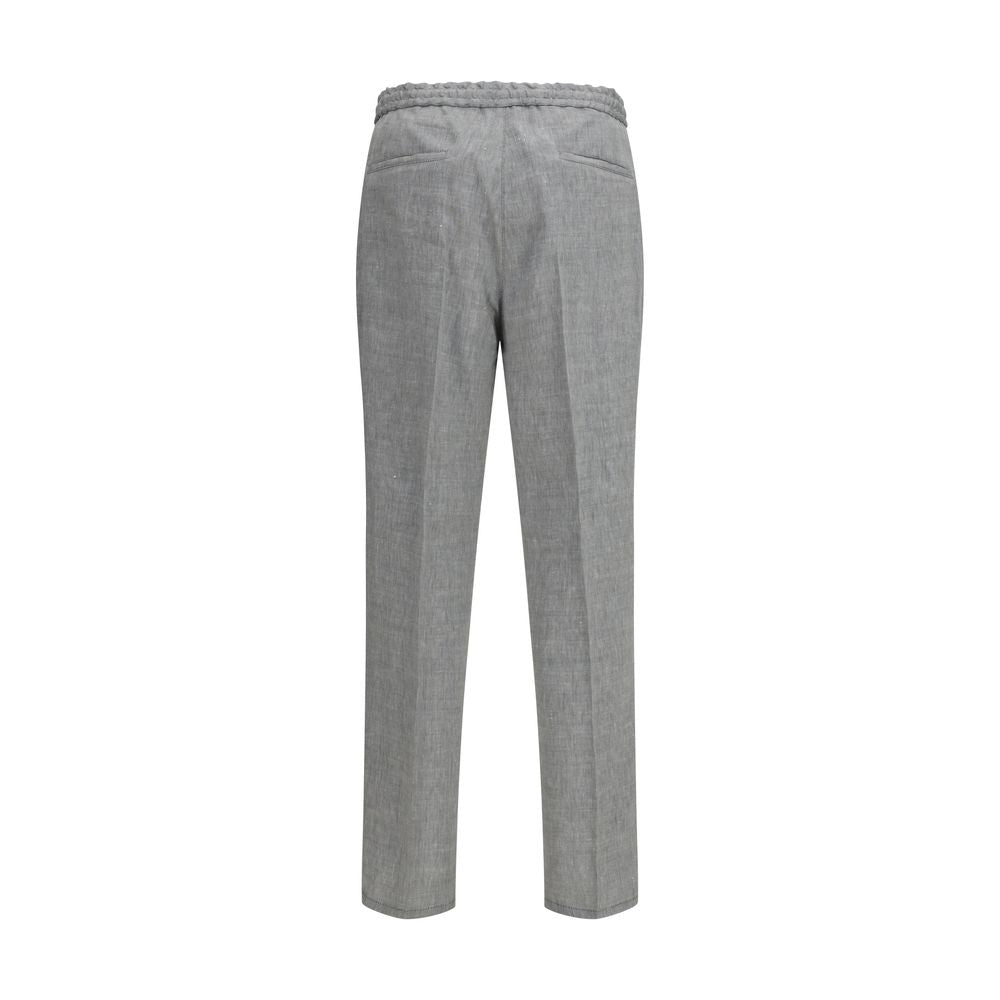 Brunello Cucinelli Gray Linen Casual Pants for Men