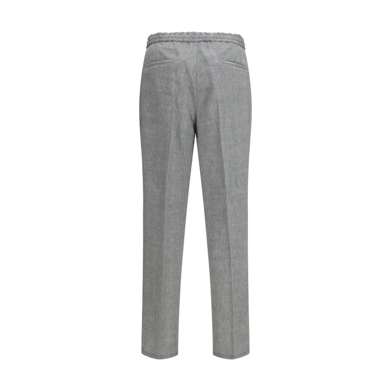 Brunello Cucinelli Gray Linen Casual Pants for Men
