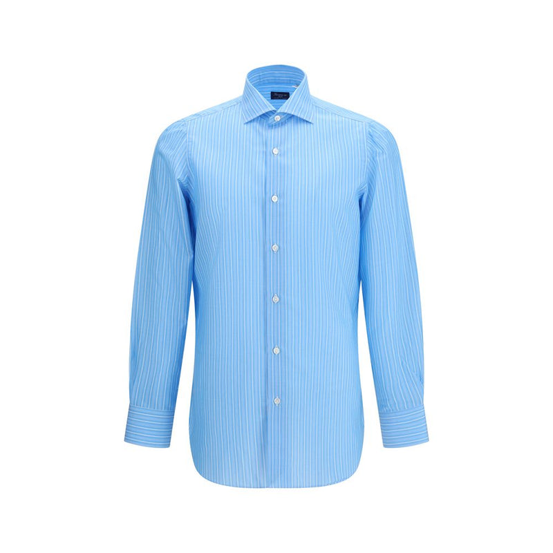 Finamore Blue Cotton Pattern Shirt - SS26 Collection