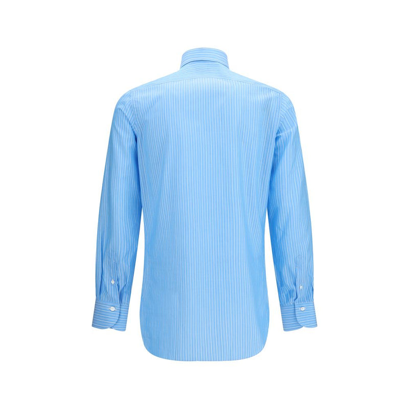Finamore Blue Cotton Pattern Shirt - SS26 Collection