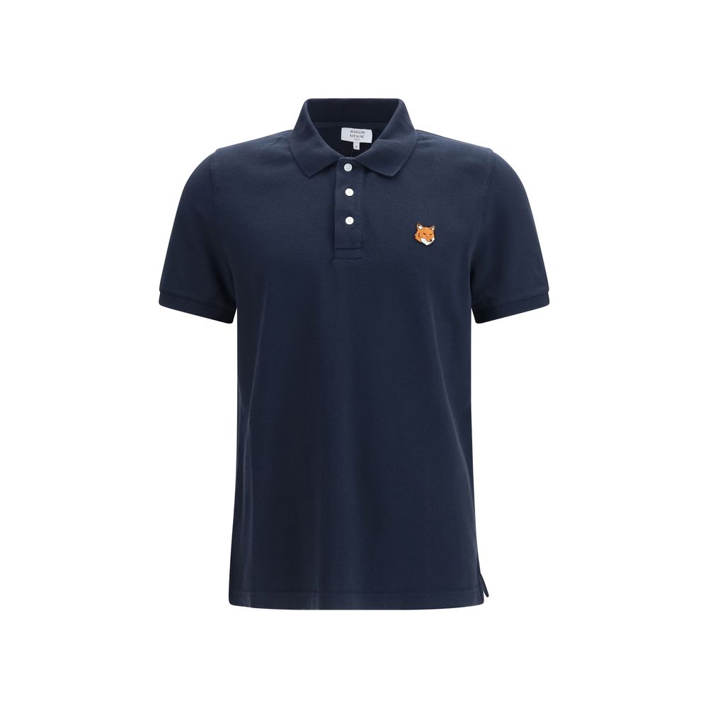 Maison Kitsuné Blue Cotton Polo Shirt - Fox Head Design