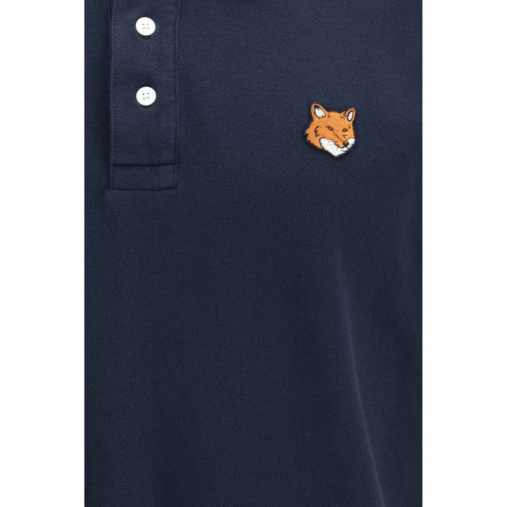 Maison Kitsuné Blue Cotton Polo Shirt - Fox Head Design