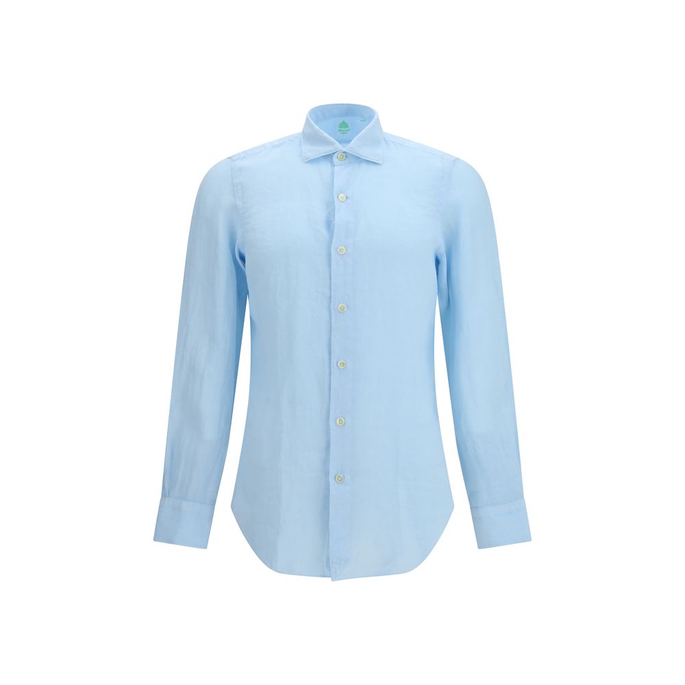 Finamore Blue Linen Longsleeve Shirt for Men