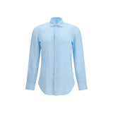 Finamore Blue Linen Longsleeve Shirt for Men
