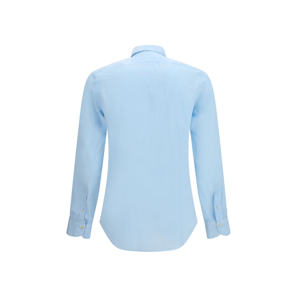 Finamore Blue Linen Longsleeve Shirt for Men