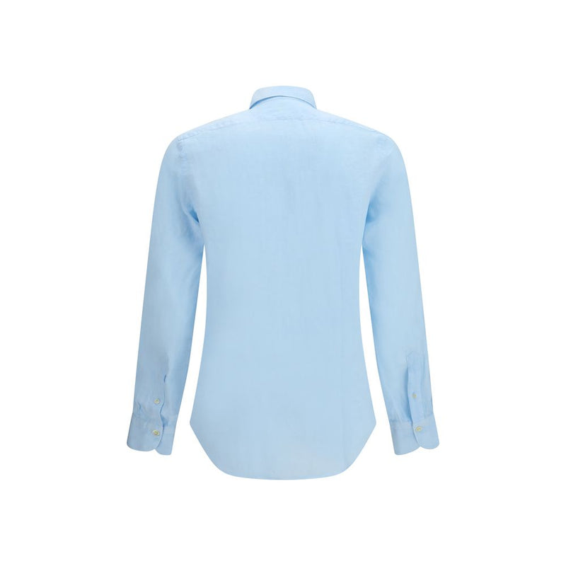 Finamore Blue Linen Longsleeve Shirt - Tokyo Slim Fit