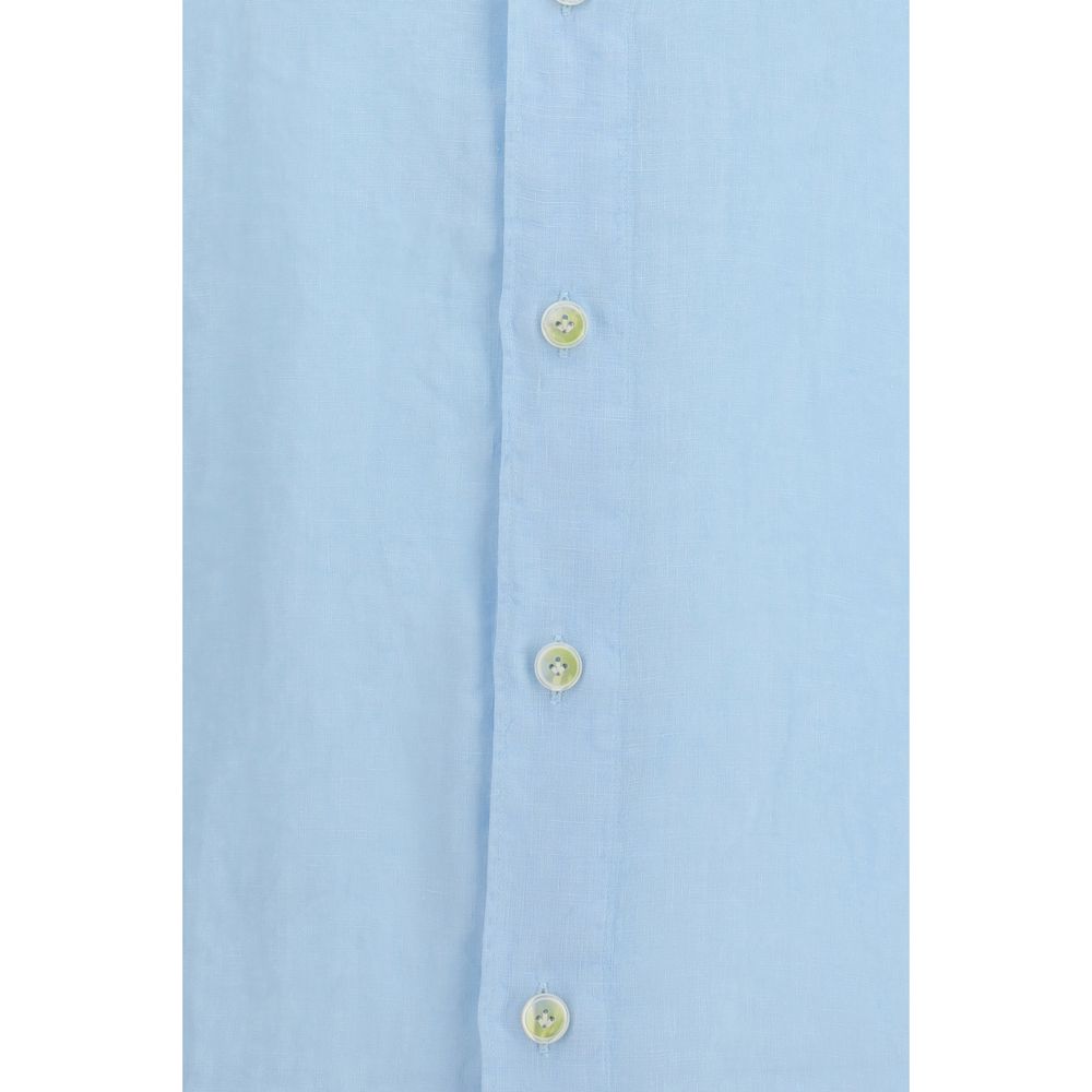 Finamore Blue Linen Longsleeve Shirt for Men