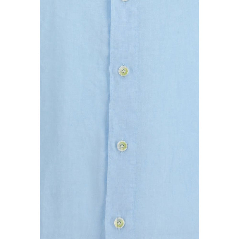 Finamore Blue Linen Longsleeve Shirt - Tokyo Slim Fit