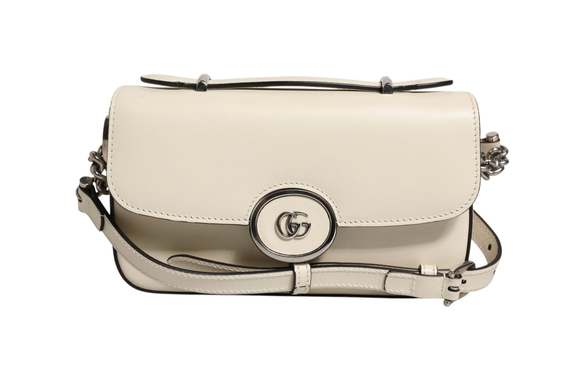 Gucci Petite GG Flap Shoulder Bag - Off White