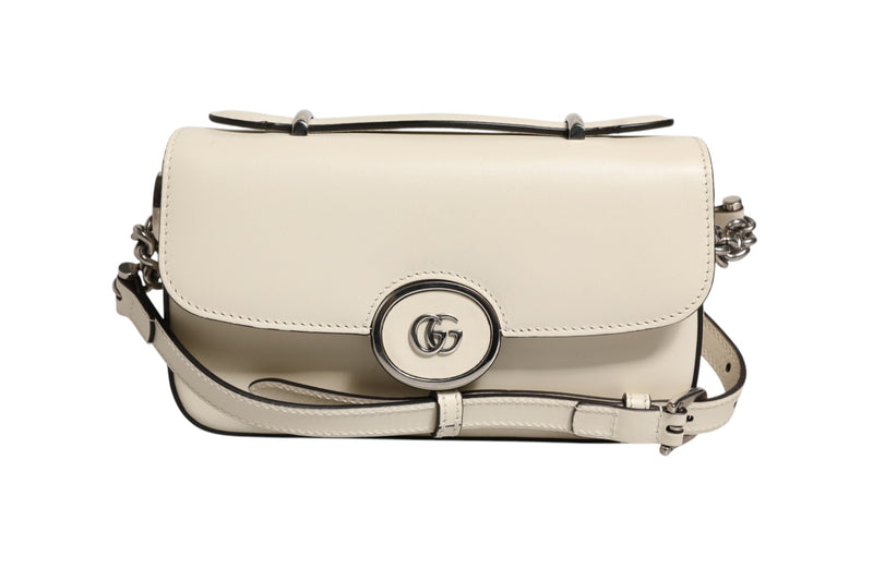 Gucci Petite GG Flap Shoulder Bag - Off White