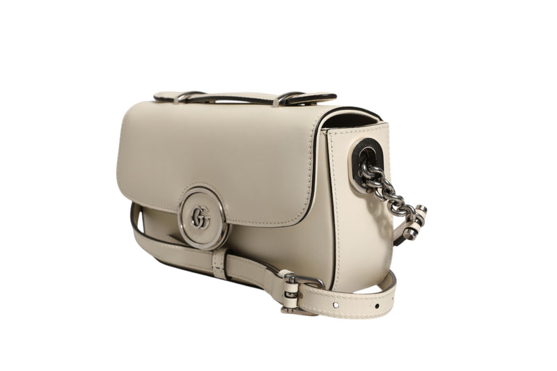 Gucci Petite GG Flap Shoulder Bag - Off White