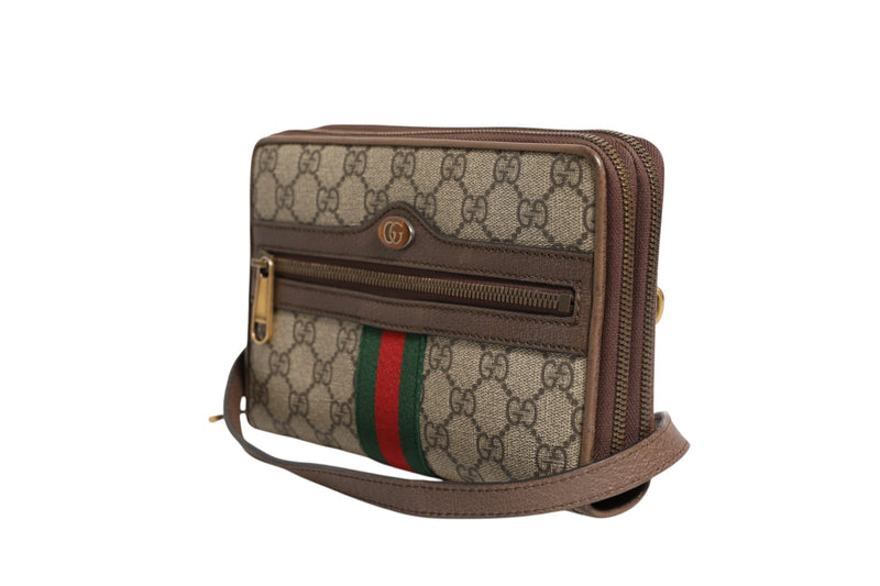 Gucci GG Supreme Ophidia Crossbody Bag - Brown