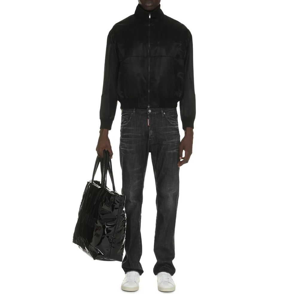 Blouson bombardier en soie noire Saint Laurent