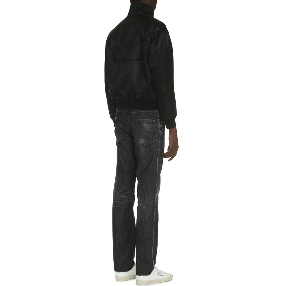 Blouson bombardier en soie noire Saint Laurent