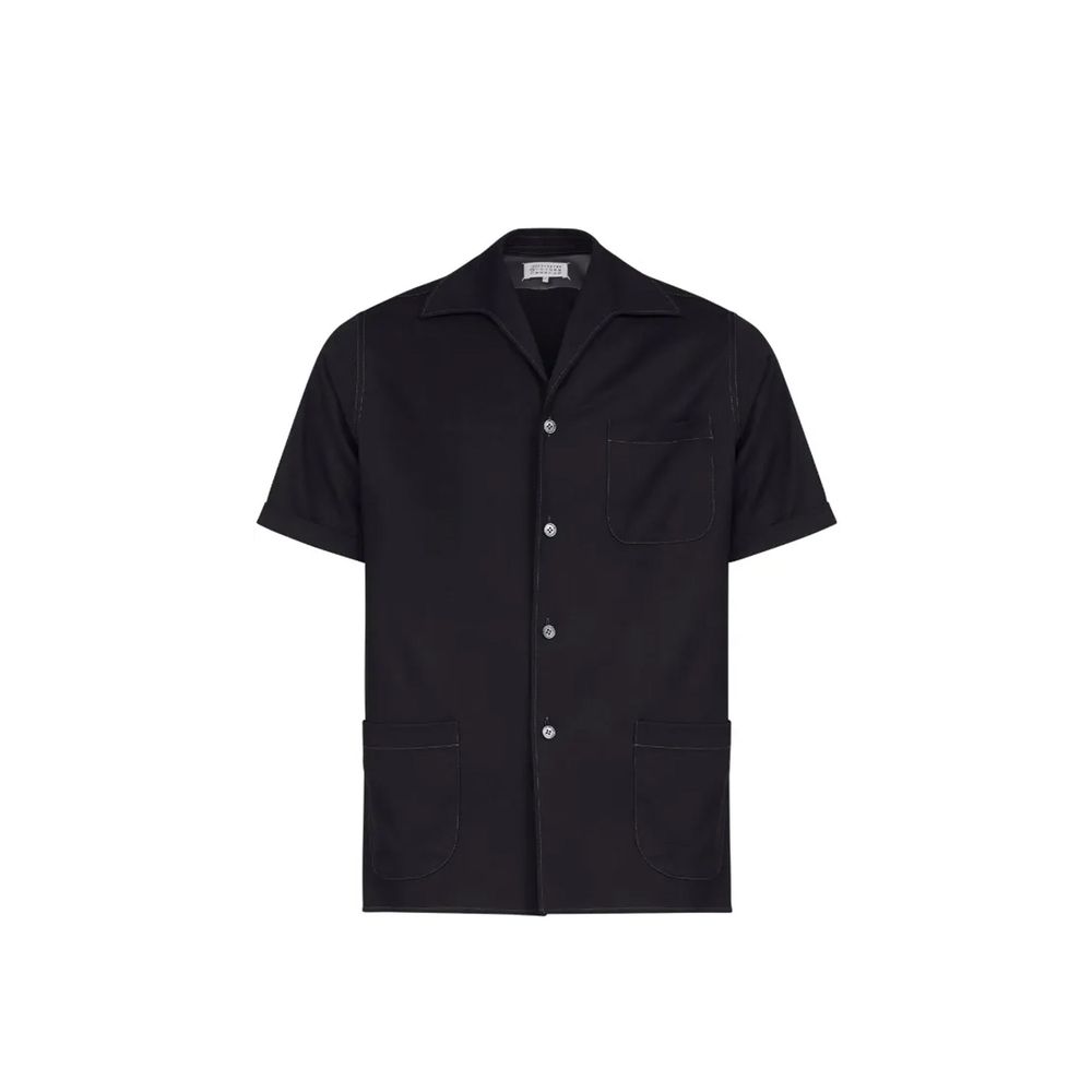 Maison Margiela Black Wool Shortsleeve Shirt for Men