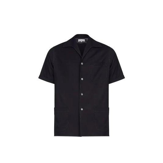 Maison Margiela Black Wool Shortsleeve Shirt for Men