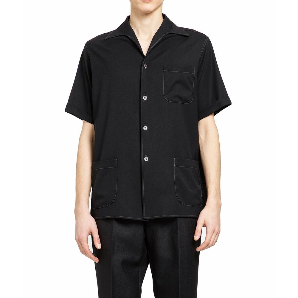 Maison Margiela Black Wool Shortsleeve Shirt for Men