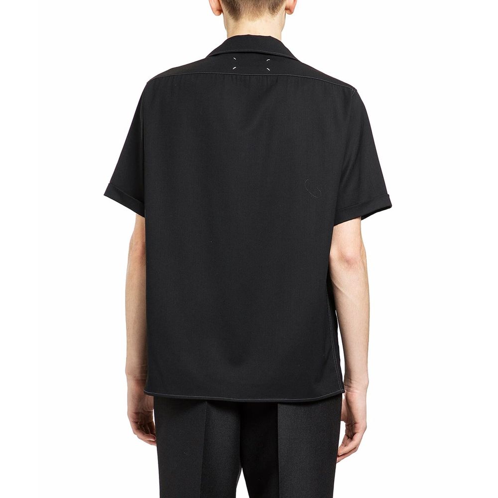 Maison Margiela Black Wool Shortsleeve Shirt for Men