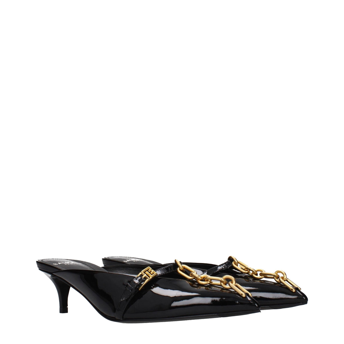 Balmain Black Leather Platform Sandals for Women