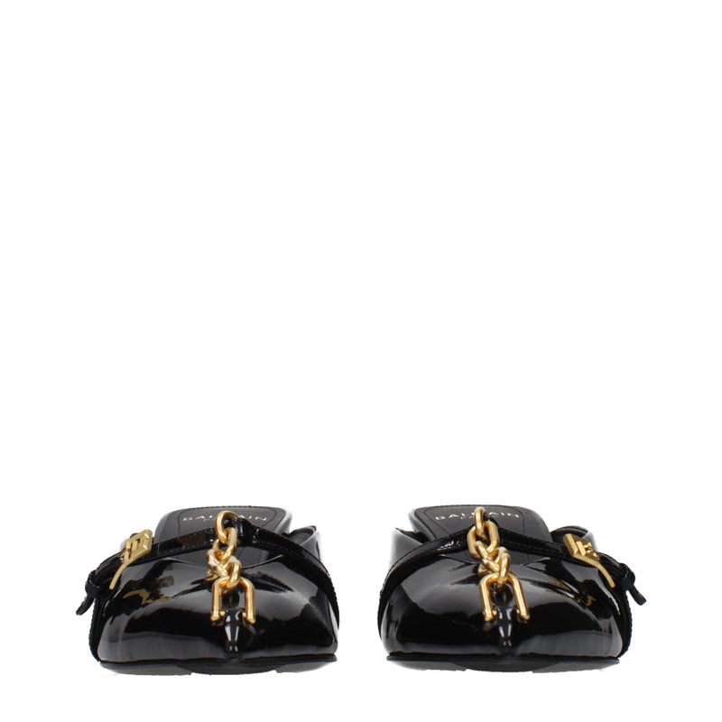 Balmain Black Leather Platform Sandals for Women