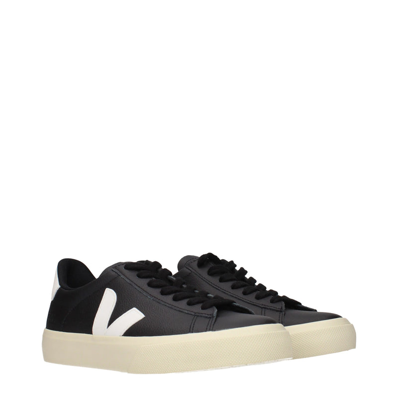 Veja Black Leather Low Top Sneakers for Women
