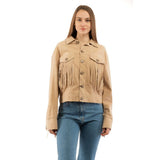 Moschino Beige Leather Jacket - Bold & Trendy Design