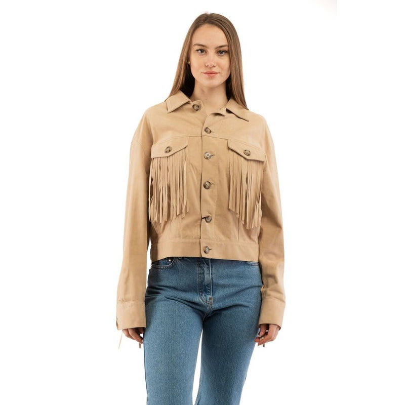 Moschino Beige Leather Jacket for Women