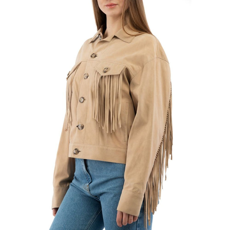 Moschino Beige Leather Jacket for Women
