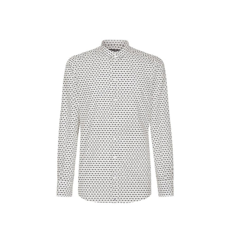 Dolce & Gabbana White Cotton Pattern Shirt