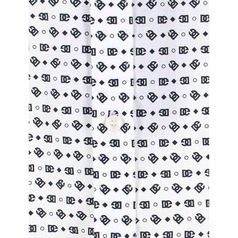 Dolce & Gabbana White Cotton Pattern Shirt