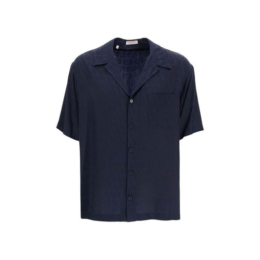 Valentino Blue Silk Pattern Shirt for Men