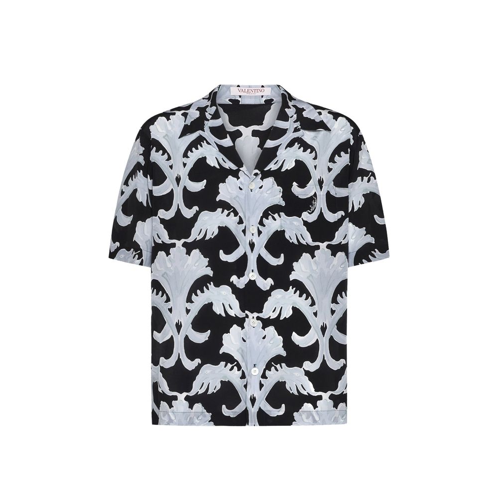 Valentino Black Silk Pattern Shirt for Men - IT52 | XL