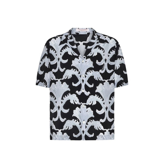 Valentino Black Silk Pattern Shirt for Men