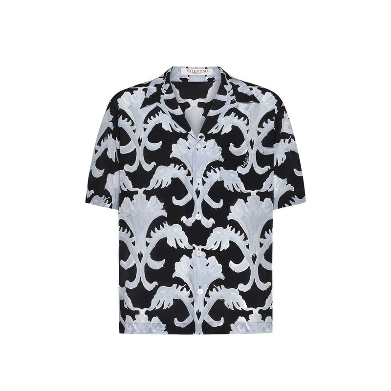 Valentino Black Silk Pattern Shirt for Men - Luxury Style