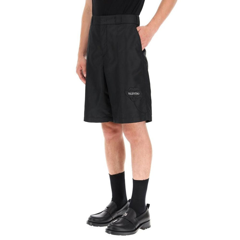Valentino Garavani Black Nylon Bermuda Shorts for Men