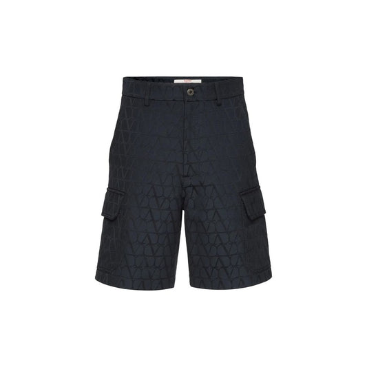 Valentino Blue Cotton Cargo Shorts for Men