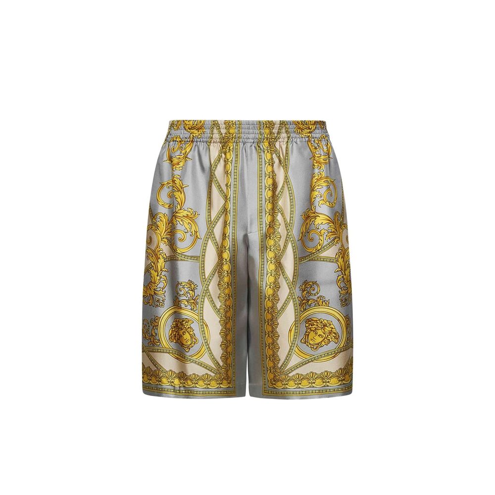 Shorts Bermuda en soie gris Versace