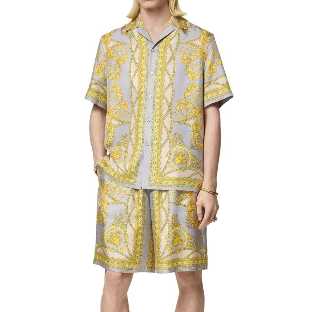 Shorts Bermuda en soie gris Versace