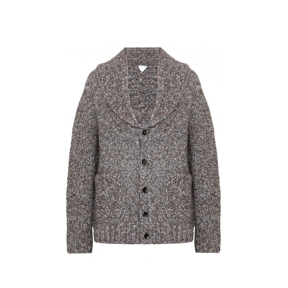 Cardigan en cuir d'alpaga gris Bottega Veneta